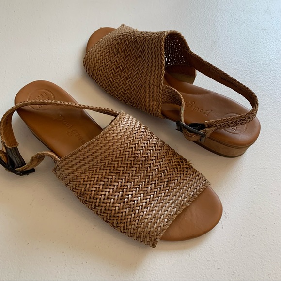 Paul Green Helena Woven Leather Slingback Sandals Size 9.5 US Tan Brown Bohemian - Picture 1 of 17